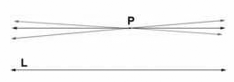 3 lines pass through point P; only 1 is parallel to line L