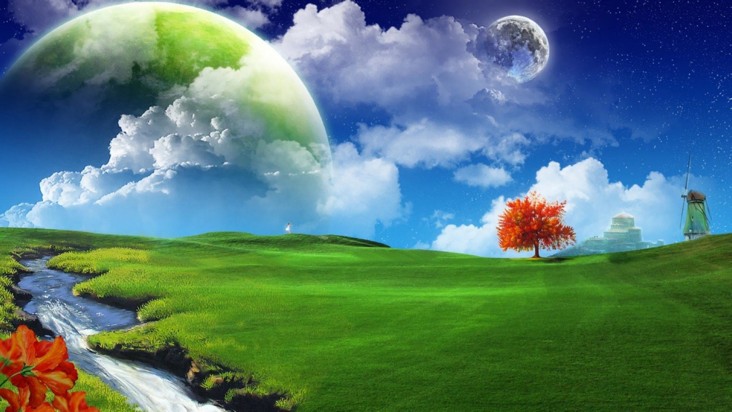 2. Positive beautiful artwork art trees moon earth HD wallpaper (#13149) from hd4desktop.com